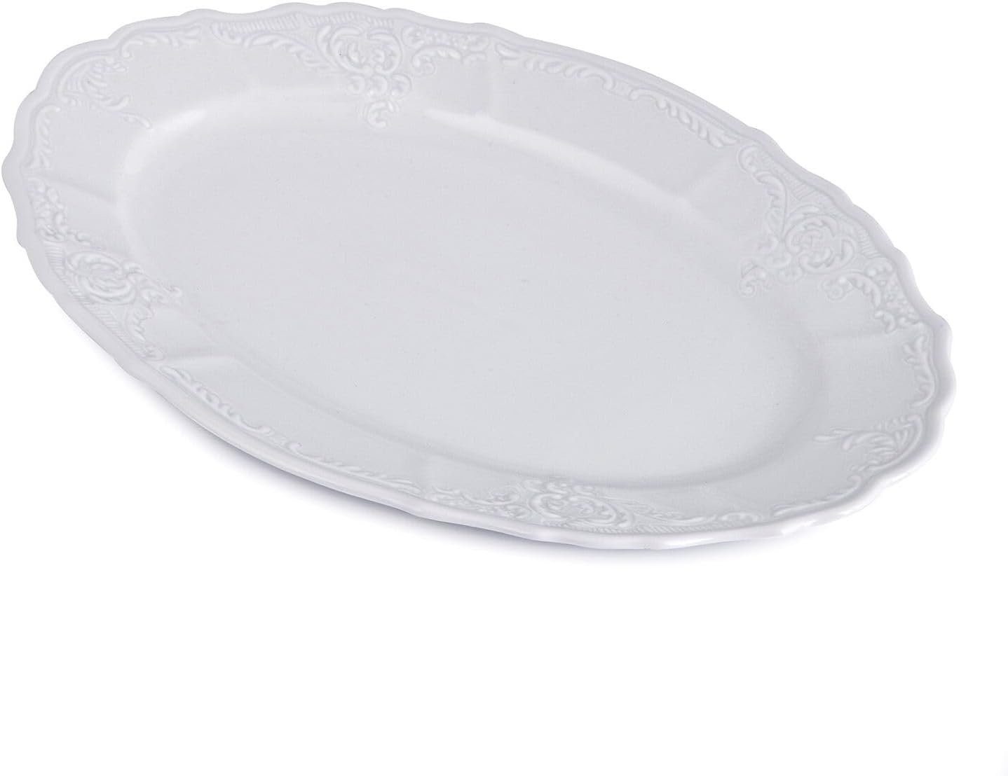 STP GOODS Plato ovalado Bernadotte de porcelana bohemia ovalada para pescado (color blanco) Plato de cena de porcelana blanca de 10.2 pulgadas para
