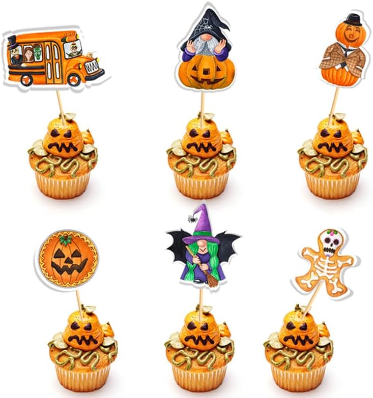 Decoración para cupcakes para fiesta de Halloween (calabazas)