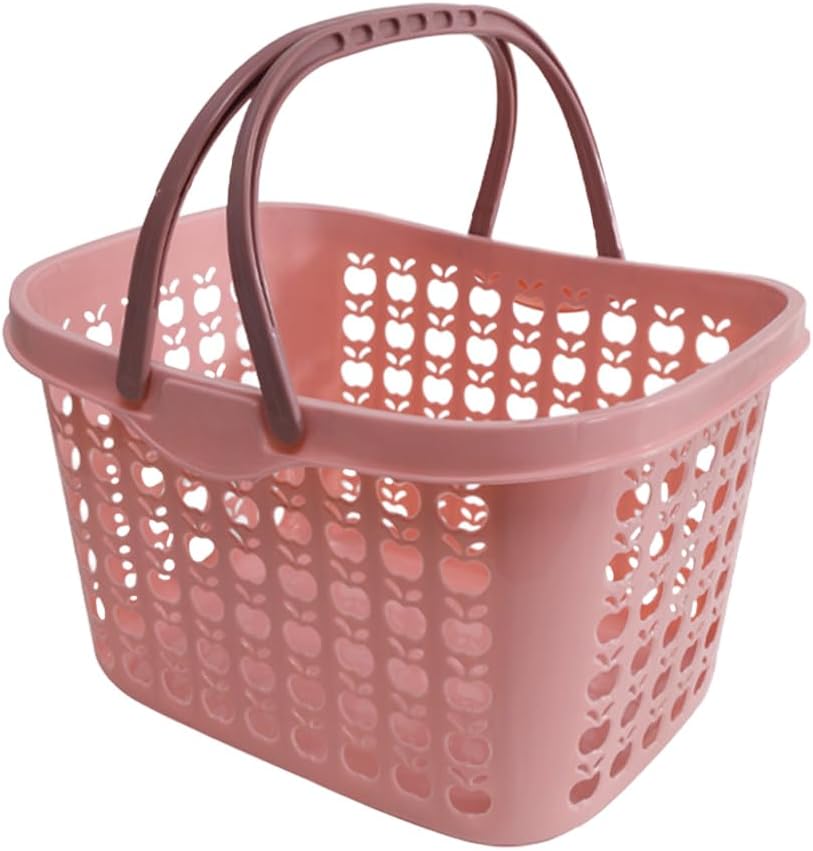 Hemoton Cesta de la compra con asas, cestas de compras de plástico al por menor, cestas de compras apilables, cesta de almacenamiento de frutas para