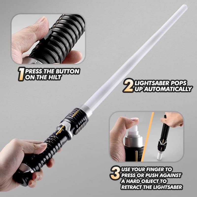 Sable emisor de luz emergente 2 en 1, juego de sables de luz retráctil, láser dual LED, mango realista para niños para el guerrero de la galaxia,