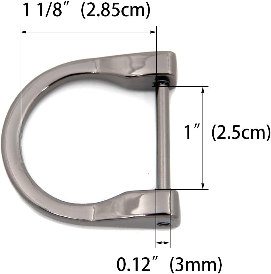 Loosco Anillos en D de herradura en forma de U, 4 piezas de cuero para manualidades, accesorios para monedero para correa de 1 pulgada (plateado),