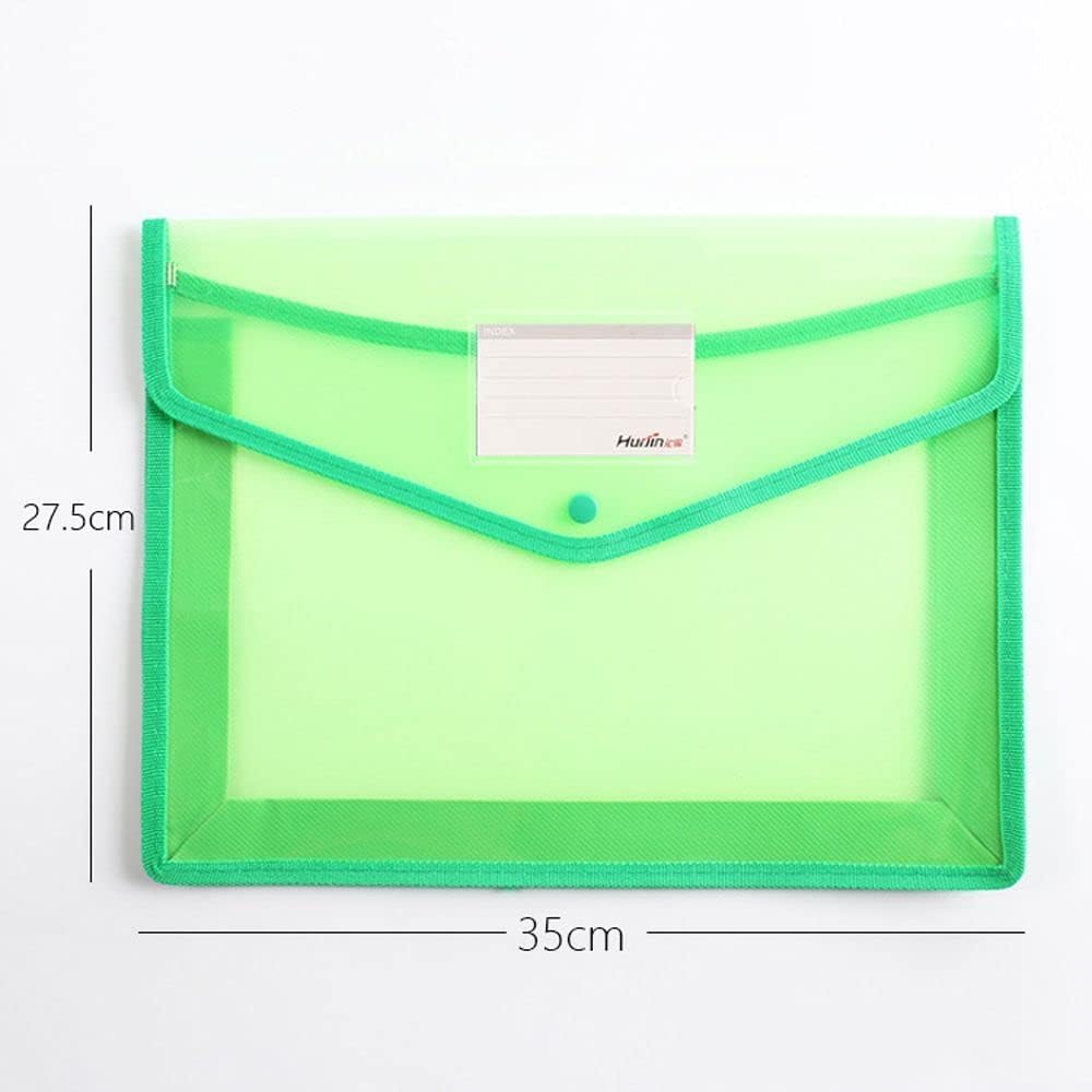 Carpeta de archivos, bolsa de archivos transparente, bolsa de almacenamiento para organización del hogar con botón, bolsa de documentos de gran
