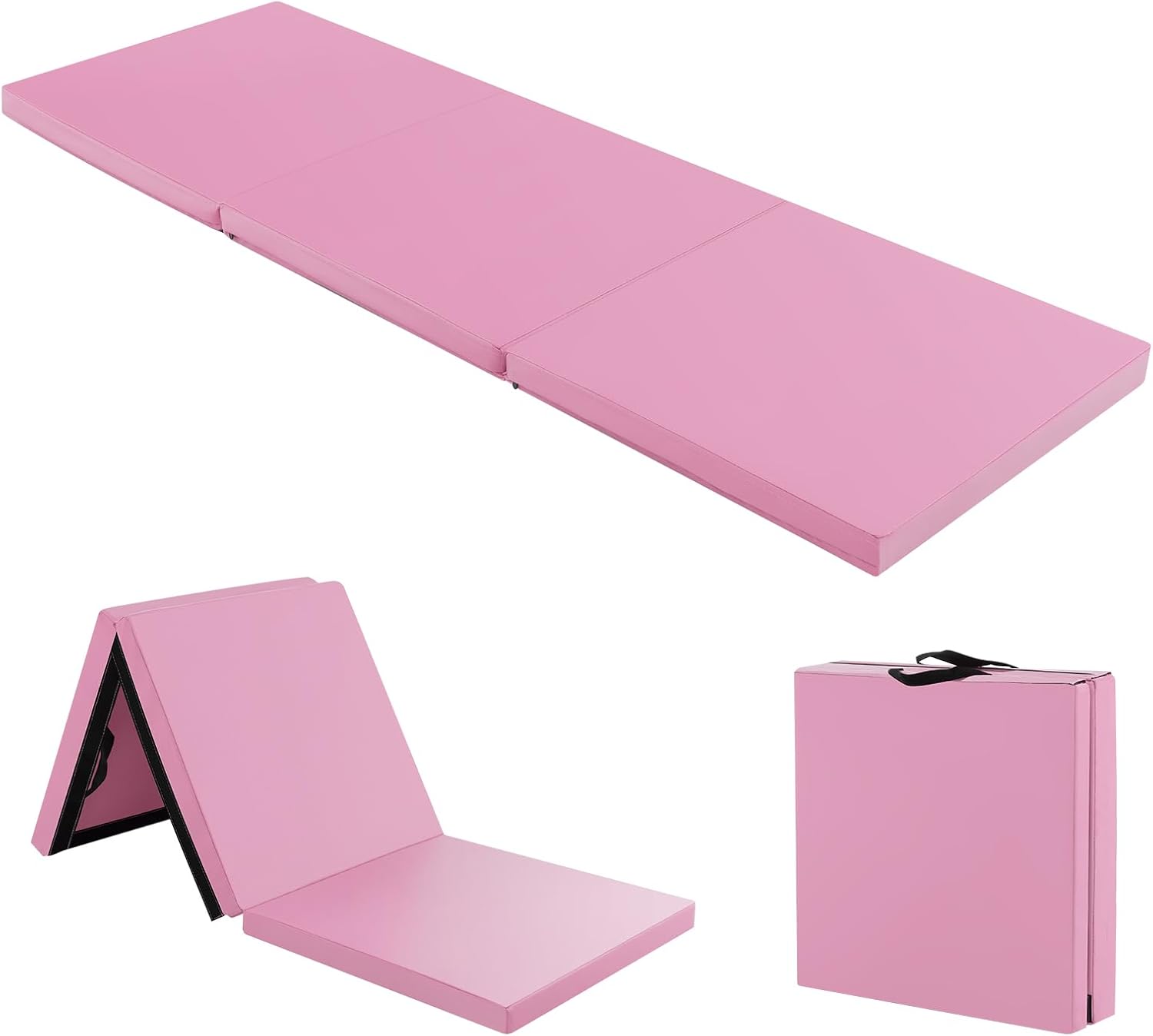 Giantex Colchoneta de gimnasia de 6 x 2 pies, tapete plegable de 2 pulgadas de grosor con cierre de gancho y bucle, tapete de gimnasio plegable con