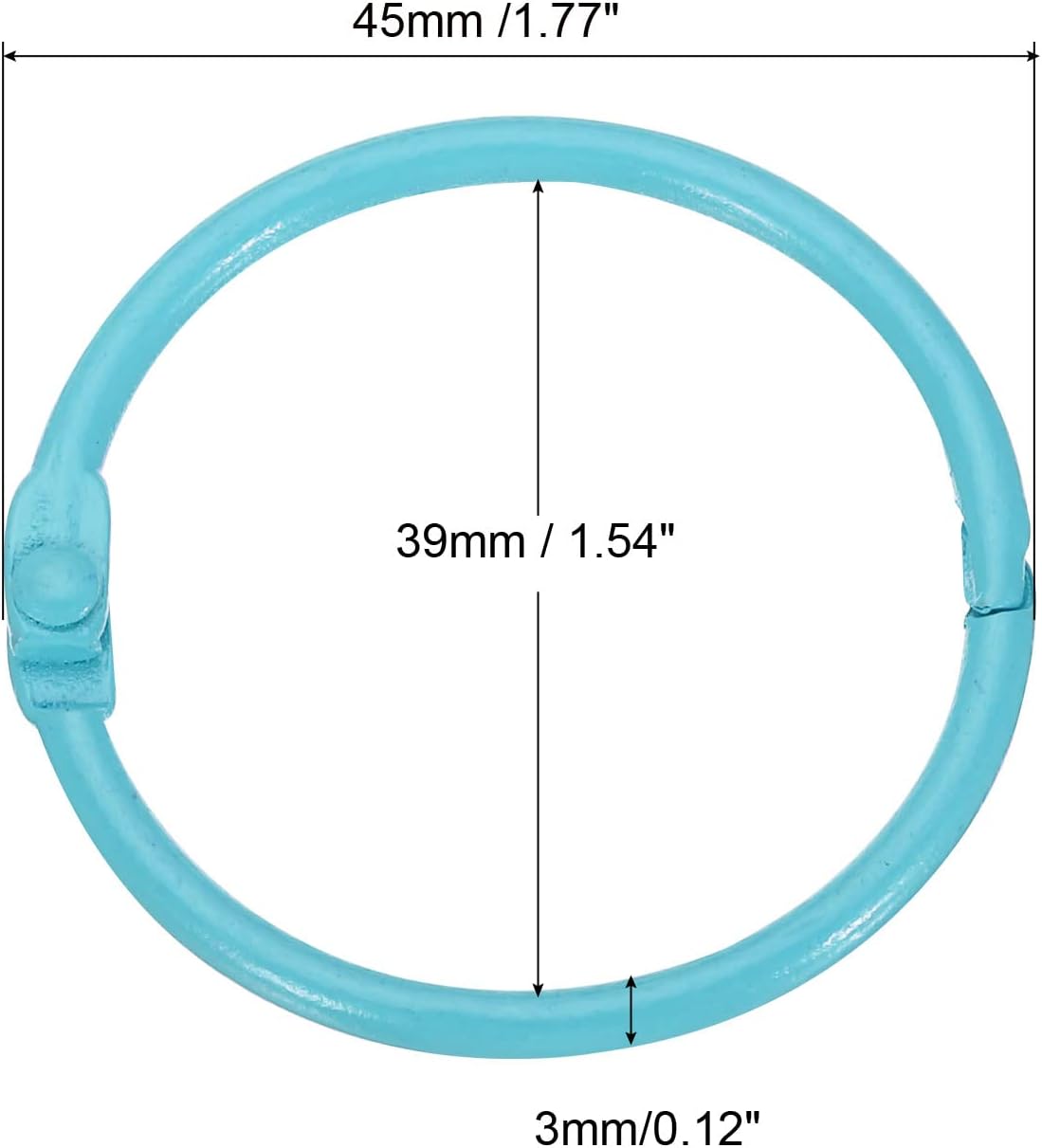 PATIKIL Anillos de hojas sueltas de 1.8 pulgadas de diámetro exterior de 1.5 pulgadas, paquete de 20 anillos de acero para papel, álbum de recortes,