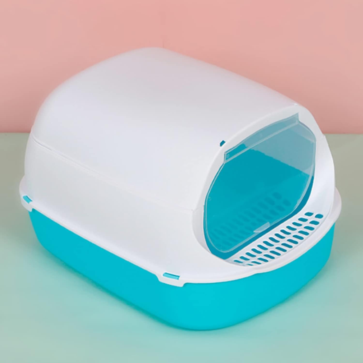 Caja de arena para mascotas para orinal completamente cerrada, desodorante, gatito, a prueba de salpicaduras, inodoro, limpieza de interiores, arena