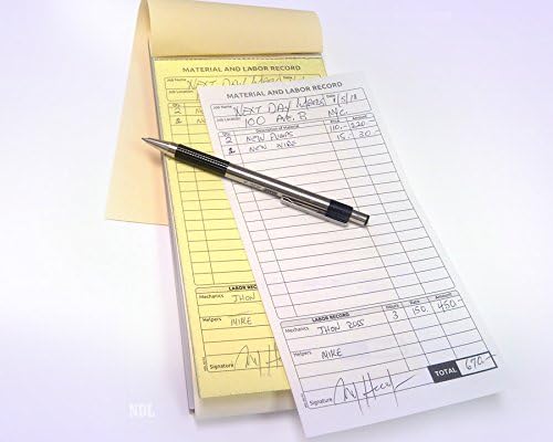Libros de registros de material y mano de obra sin carbono de 2 partes (5 libros)
