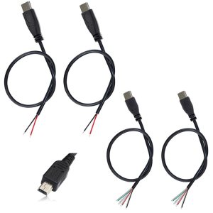 4 unidades mini 5P USB a cable desnudo de extremo abierto 3.3 pies 5V 2.1A 22AWG 2 núcleos y 4 núcleos de alimentación de coleta de reparación de 4 unidades mini 5P USB a cable desnudo de extremo abierto 3.3 pies 5V 2.1A 22AWG 2 núcleos y 4 núcleos de alimentación de coleta de reparación de