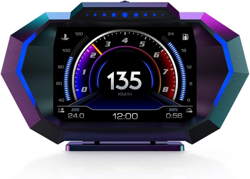 Velocímetro para automóvil, pantalla de calibre ACECAR OBD2, pantalla universal para coche HUD con velocidad MPH, tacómetro, resolución de