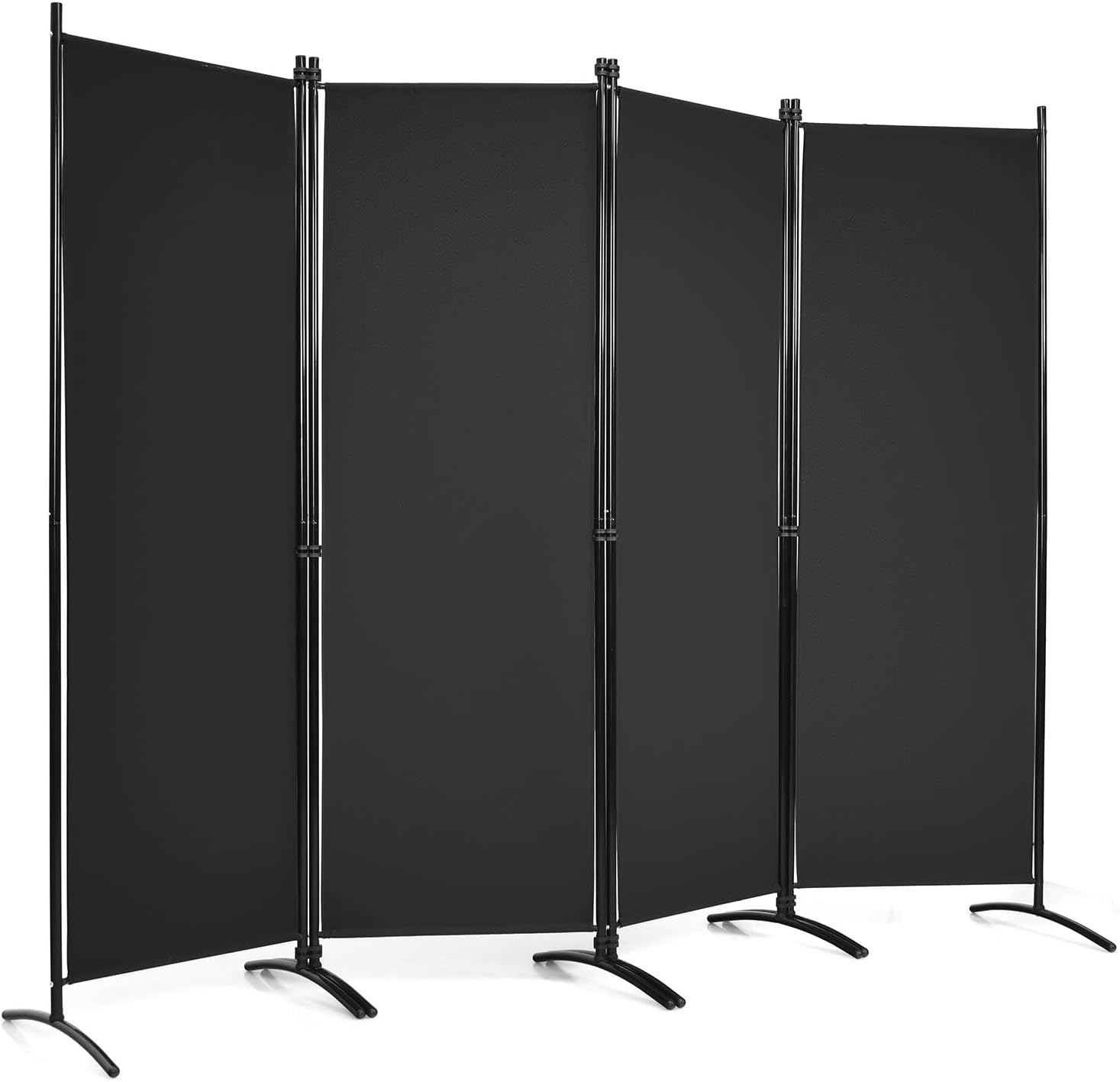 Giantex Divisor de habitación de 4 paneles de 5.6 pies de alto, color negro, pantalla de privacidad plegable portátil ligera, divisor de pared