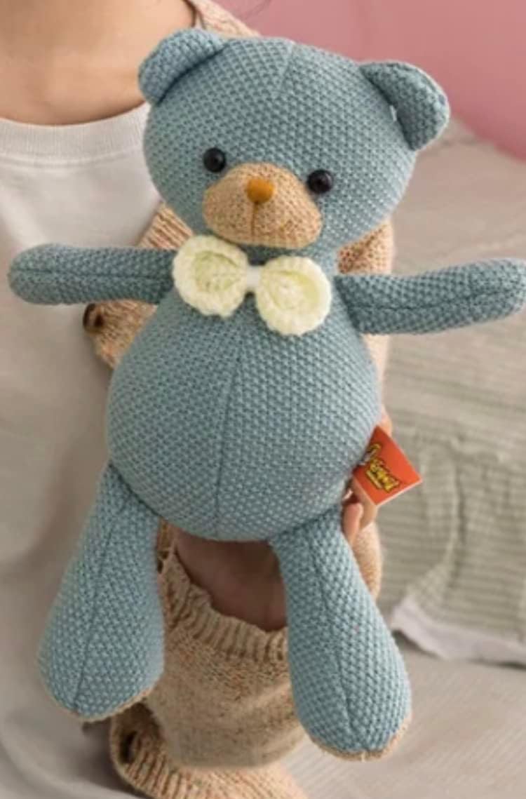 Crochet Animal Toy Plush Knit Handmade stuffet Multicolor Animal Doll para bebés niños (excelente calidad) (oso azul)