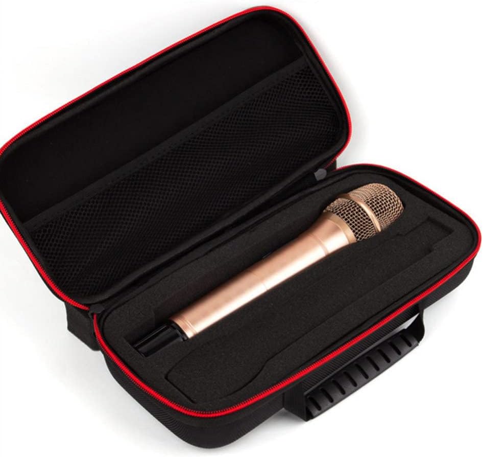 Vaguelly Bolsa de almacenamiento para micrófono, dos micrófonos inalámbricos, estuche de almacenamiento portátil, bolsa de micrófono doble EVA,