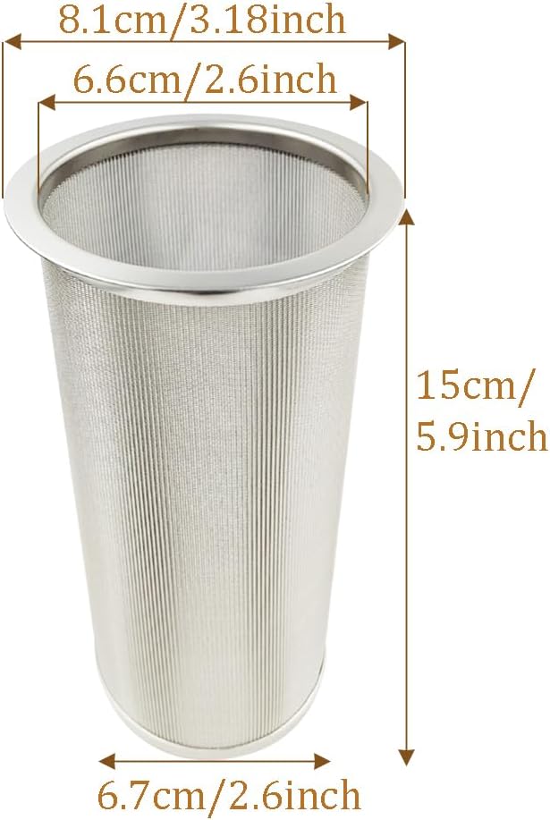 Filtro de café frío para tarro Mason de boca ancha de 1 cuarto de galón32 oz de acero inoxidable 304 Filtro de malla de 100 micrones para cafetera