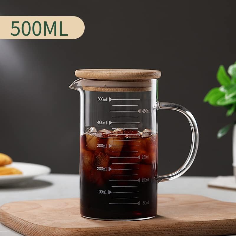 Taza de vidrio, taza medidora de vidrio de borosilicato con tapa, resistente al calor, suministros para bebidas para hotel, restaurante, hogar,