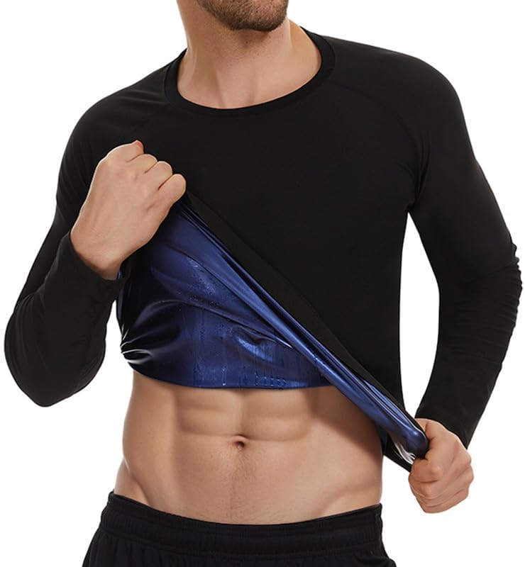 SHAPERIN Sauna Shirt for Men Weight Loss Sauna Jacket Tops Heat Trapping Sauna Suit Sweat Vest Body Shaper Gym Workout
