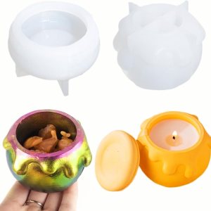 XYQHOAC Molde de tarro de abeja para frascos de resina epoxi, moldes de silicona con tapa, molde de tarro de almacenamiento de resina epoxi, moldes XYQHOAC Molde de tarro de abeja para frascos de resina epoxi, moldes de silicona con tapa, molde de tarro de almacenamiento de resina epoxi, moldes