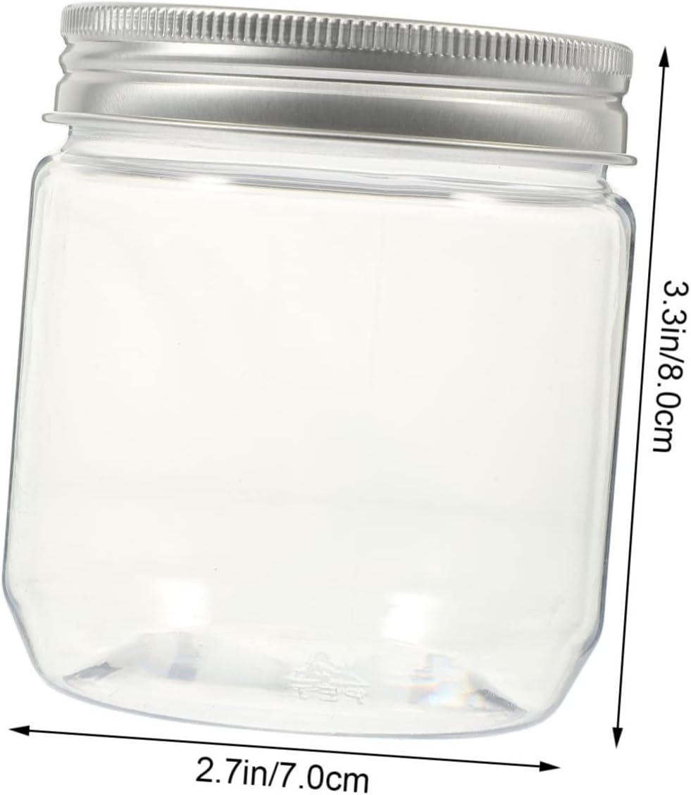 YARNOW Tarro de almacenamiento de cocina de 4 piezas de tarros de plástico con tapas para caramelos, tarros de cristal con tapas, tarros de maní con
