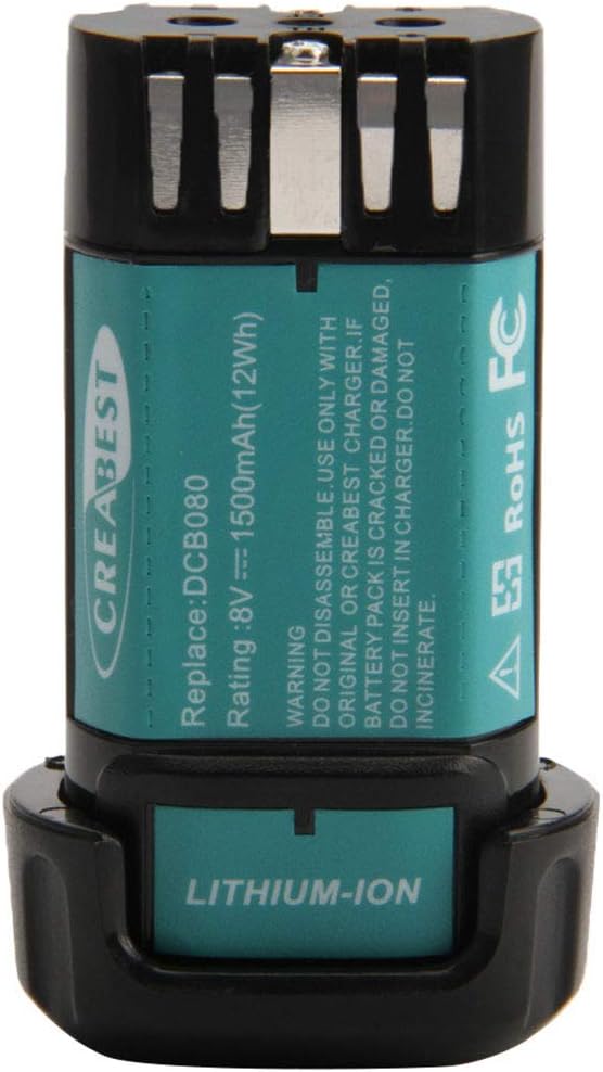 CREABEST Batería de iones de litio de 1500 mAh de 8 voltios compatible con DEWALT MAX DCB080 DW4390 DCF680N1 DCF680N2 DCF680G2