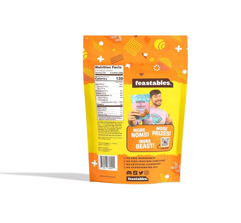 Feastables Mr. Beast Galletas de mantequilla de maní Chocoloate Chip paquete de 2 paquetes de 6 onzas