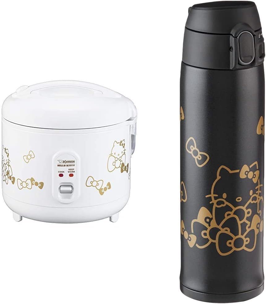 Zojirushi NS-RPC10KTWA – Olla arrocera y calentador automático, 5.5 tazas, color blanco y taza aislada al vacío de acero inoxidable SM-TA48KTBA, 16