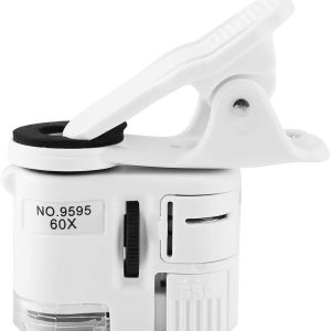 Akozon Mini microscopio del teléfono móvil 9595W 60X Lupa LEDLight Mini Microscopio del clip del teléfono móvil Akozon Mini microscopio del teléfono móvil 9595W 60X Lupa LEDLight Mini Microscopio del clip del teléfono móvil