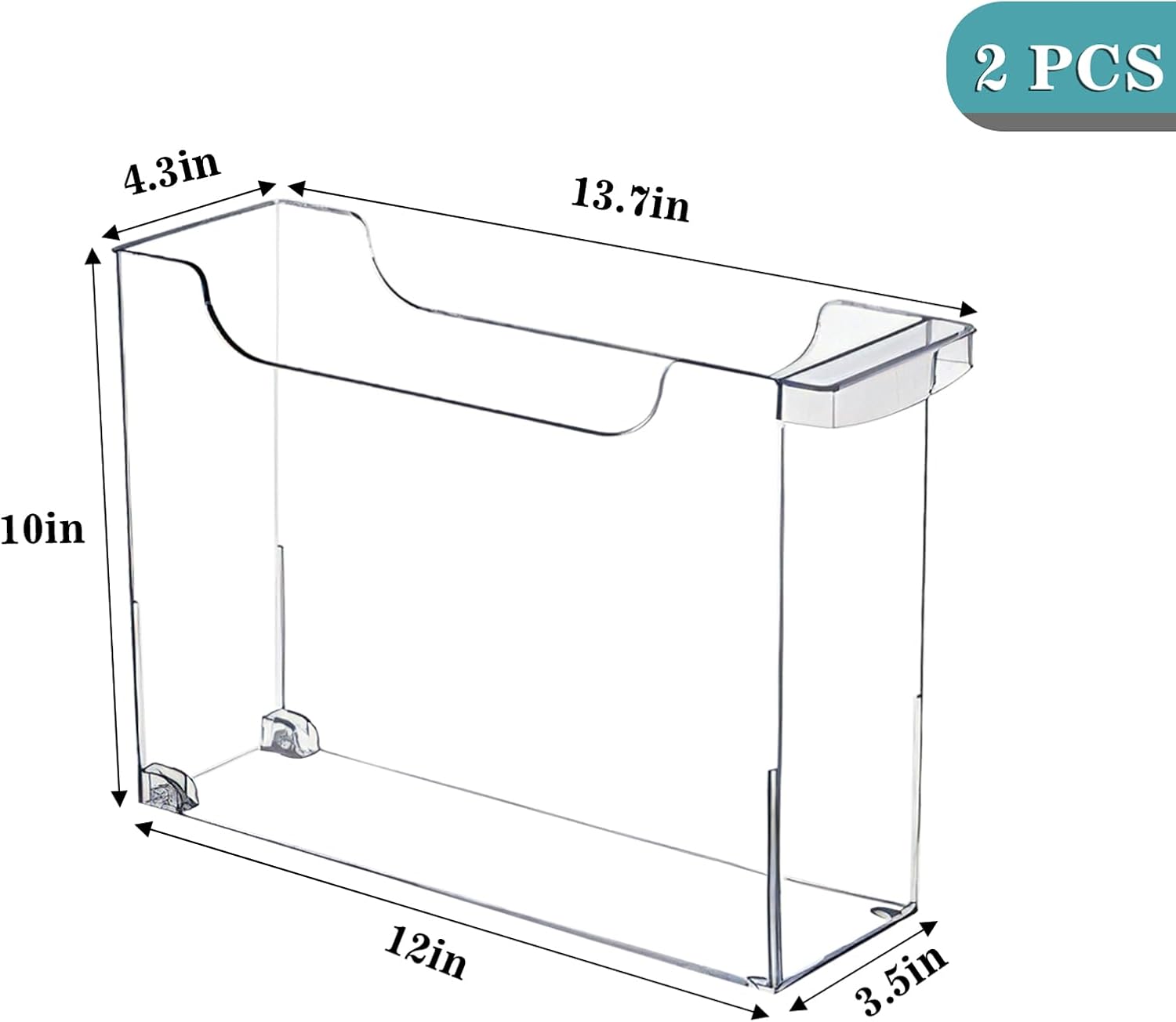 Juego de 2 contenedores organizadores de refrigerador enrollables, cajones extraíbles para armarios de cocina, contenedor de almacenamiento de