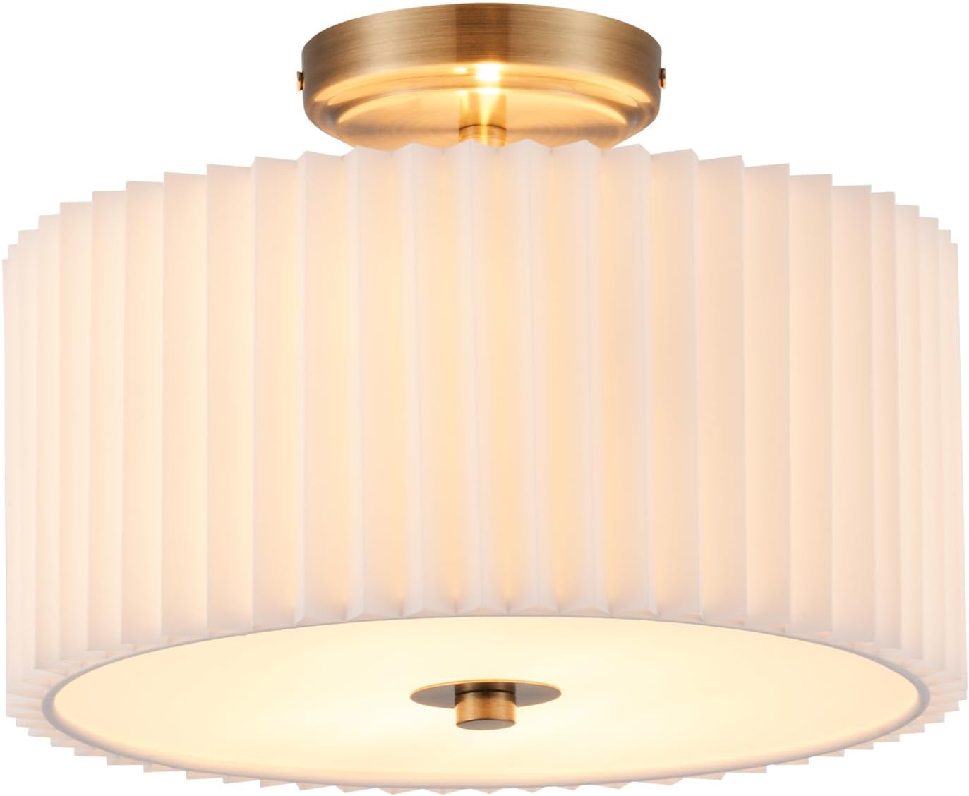 VONLUCE Lámpara de techo semiempotrada, lámpara de techo de tambor de 13 pulgadas con 2 luces, moderna lámpara de techo para dormitorio, sala de