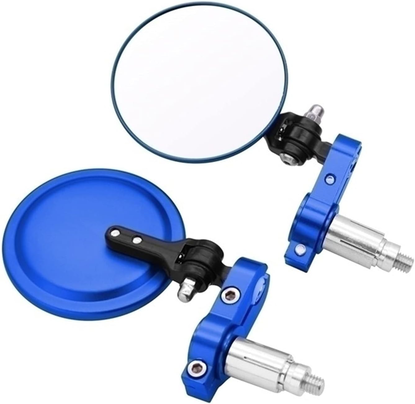 Espejo retrovisor de motocicleta de 3 pulgadas redondo plegable para Yamaha XSR 900 TDM 900 MT125 MT01 MT03 MT25 YBR 125 (color azul, tamaño normal)