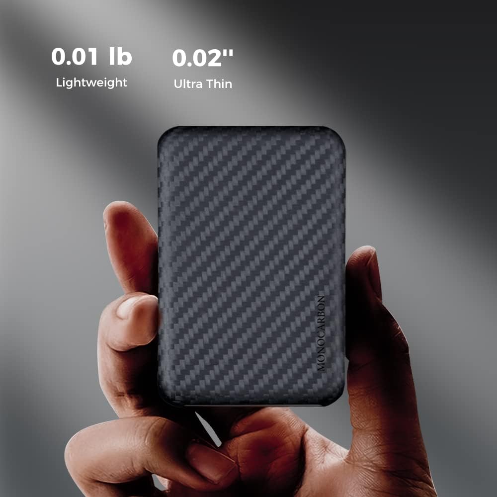 MONOCARBON MagSafe-Paquete de baterías, funda de fibra de carbono para iPhone 15 Pro Max, funda con cargador MagSafe portátil para iPhone 14, 13,
