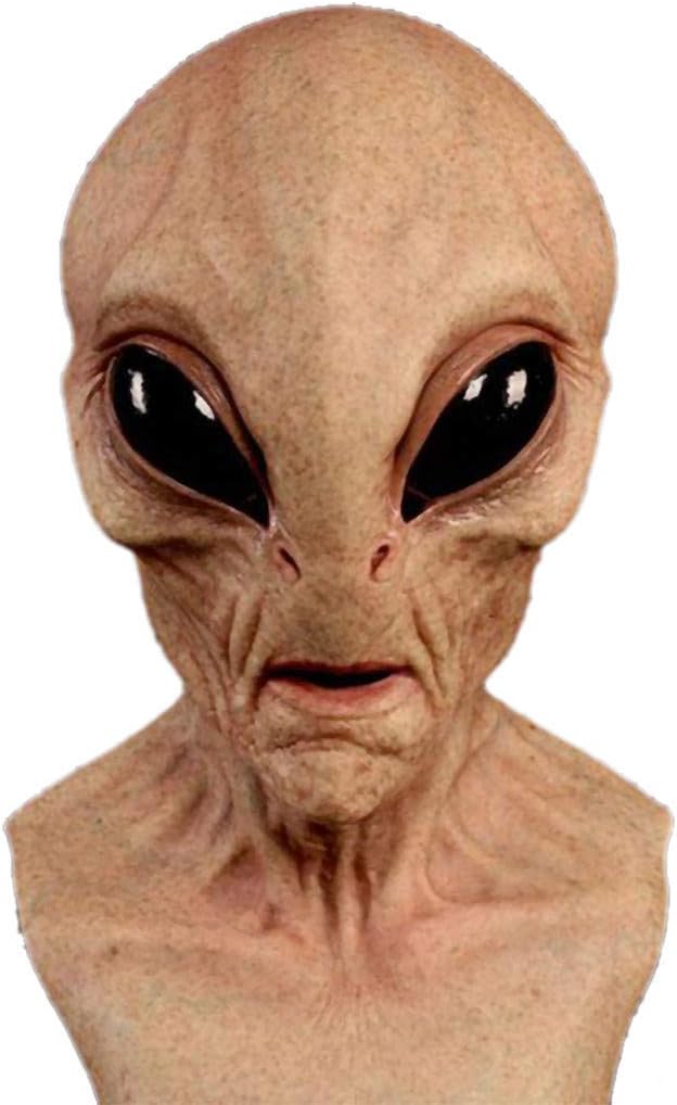 Máscara de alienígena ET Dress Up de látex de cabeza completa, máscara de terror aterrador, disfraz extraterrestre para Halloween, carnaval, fiesta