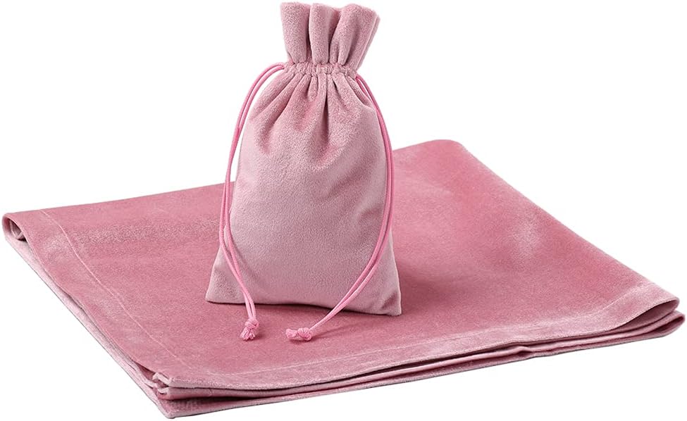 BLESSUME Wizard Velvet Tarot – Mantel y bolsa de tarot cuadrado azul (rosa)