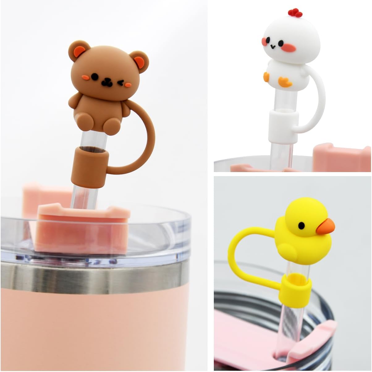 Tapa de popote para copa Stanley, cubierta de popote de silicona compatible con vaso de 30 y 40 onzas con asa, tapas de puntas de popote