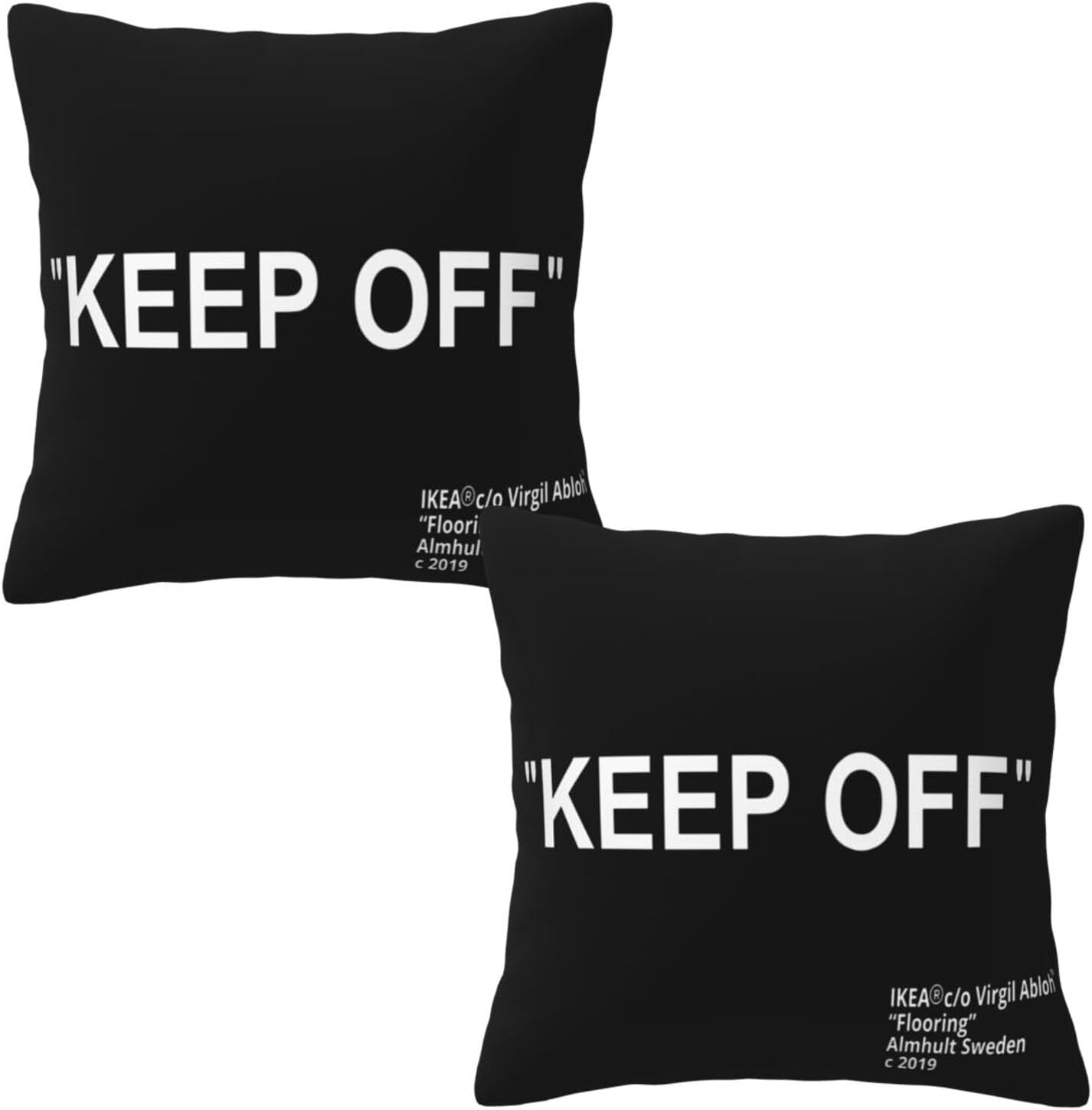 EyewEb Funda de almohada con texto en inglés Keep Off, dos paquetes, color negro, cómoda, transpirable, de lino y algodón, impresión de una cara,