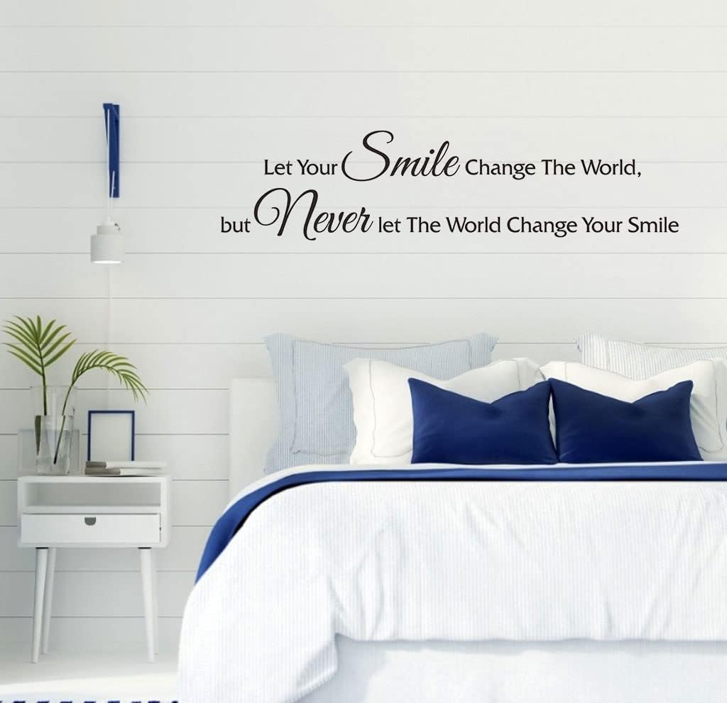 Let Your Smile Change The Worldnspirational Quotes – Calcomanías de pared, calcomanías de vinilo con frase motivacional positiva para espejo, hogar,