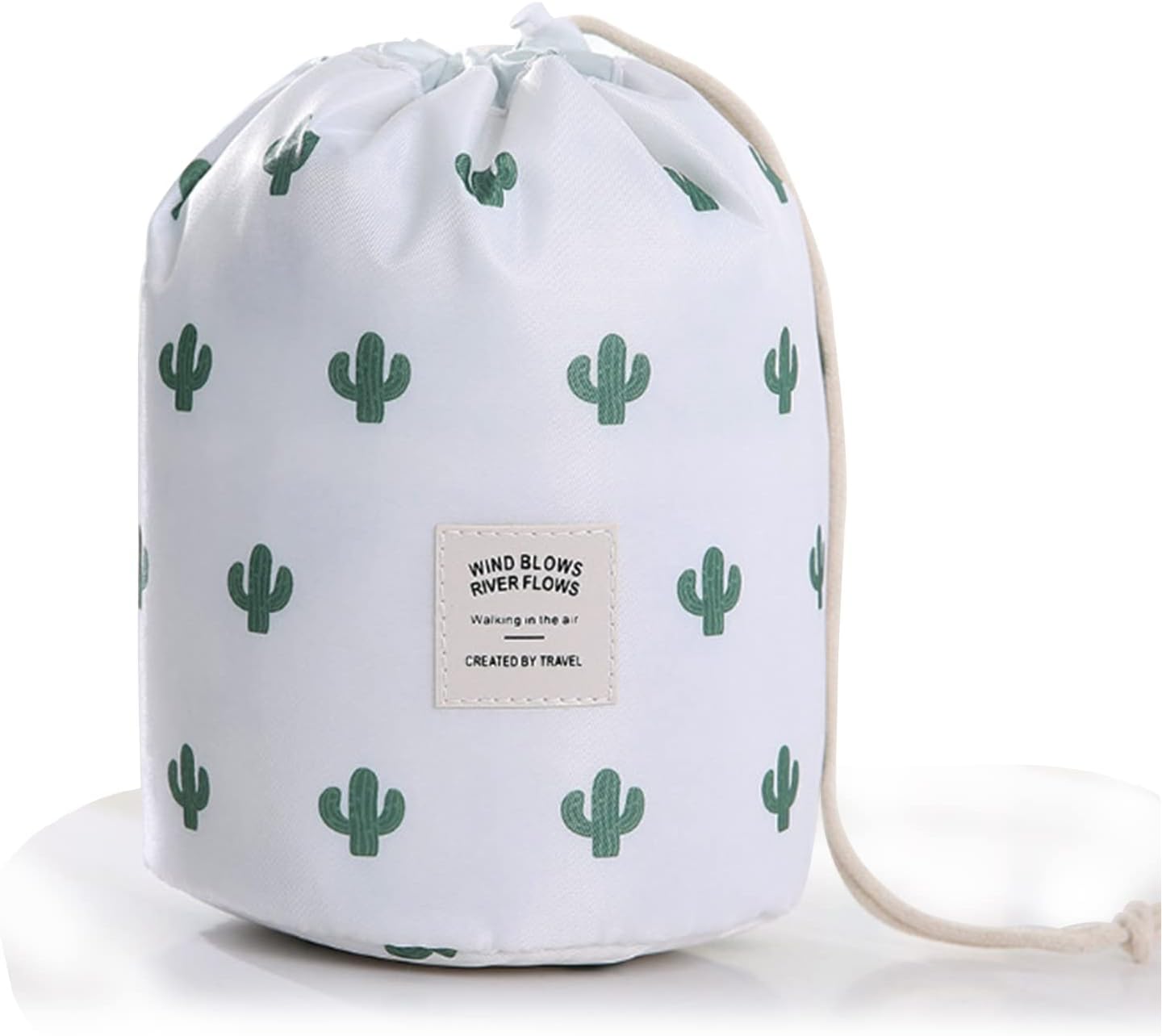 INVODA Bolsa de cosméticos de viaje para mujer, organizador de maquillaje con cordón, portátil, multifuncional, impermeable, bolsa de barril de