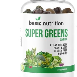 Basic Nutrition SuperGreens – Gomitas mezcladas con vitaminas esenciales, sabor natural a frambuesa, apoya las funciones digestivas, hepáticas e Basic Nutrition SuperGreens – Gomitas mezcladas con vitaminas esenciales, sabor natural a frambuesa, apoya las funciones digestivas, hepáticas e