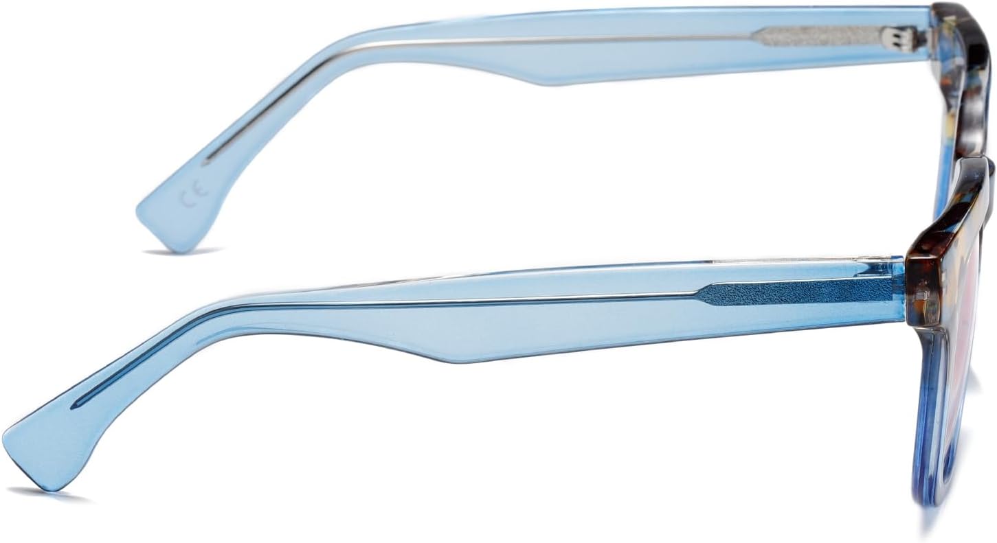 Gafas de lectura de moda con bloqueo de luz azul cuadrada para mujer, para el mundo del espectáculo, con estilo, +0.0 (azul)