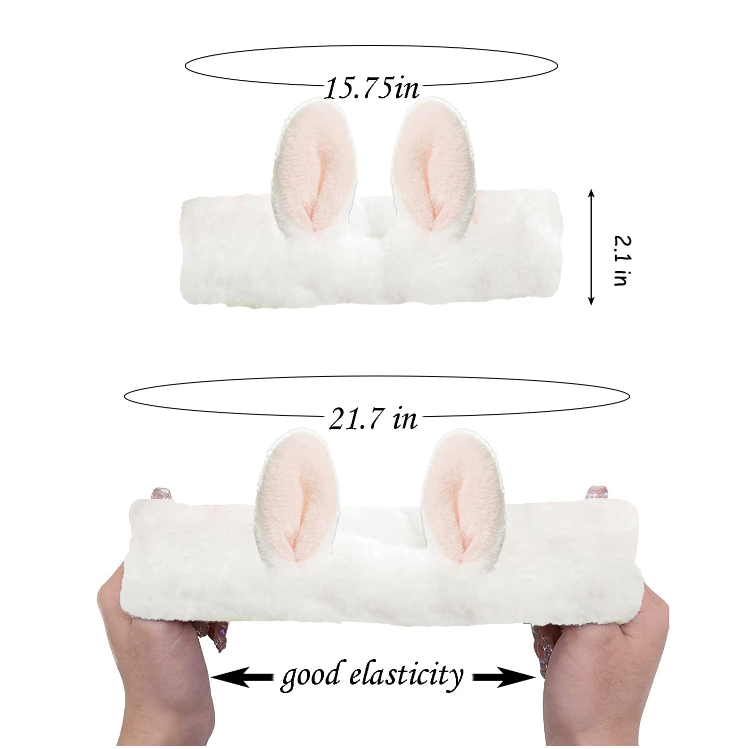 Diadema de spa, diadema de maquillaje con orejas de conejo para lavar la cara, orejas de conejo, diadema de forro polar coral para el cuidado de la