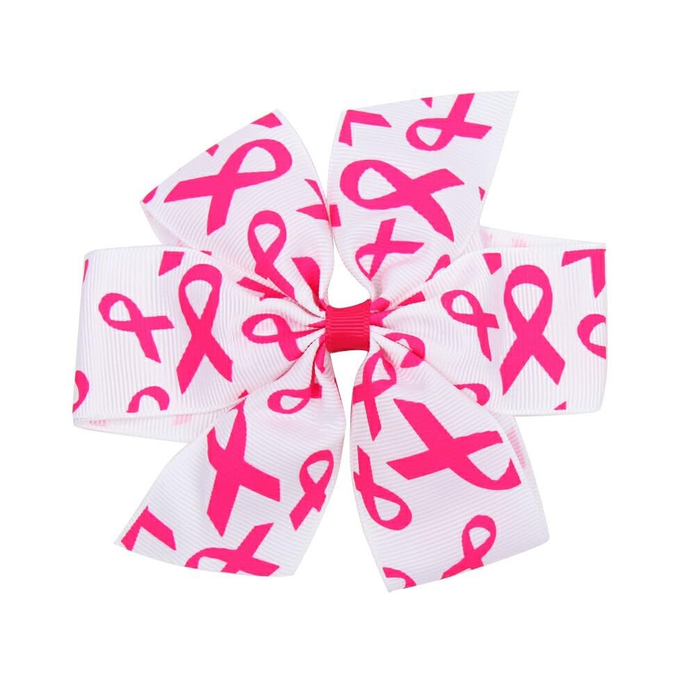 Pinzas para el cabello con cinta de concientización rosa para el cáncer de mama, lazo para el cabello, cinta rosa BCA02 (B1-2 piezas)
