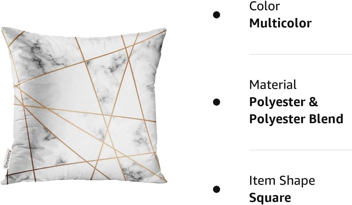 Funda de almohada con diseño de mármol de piedra gris con líneas geométricas doradas, mármol blanco y negro, moderna, lujosa, bloque rosa, funda de