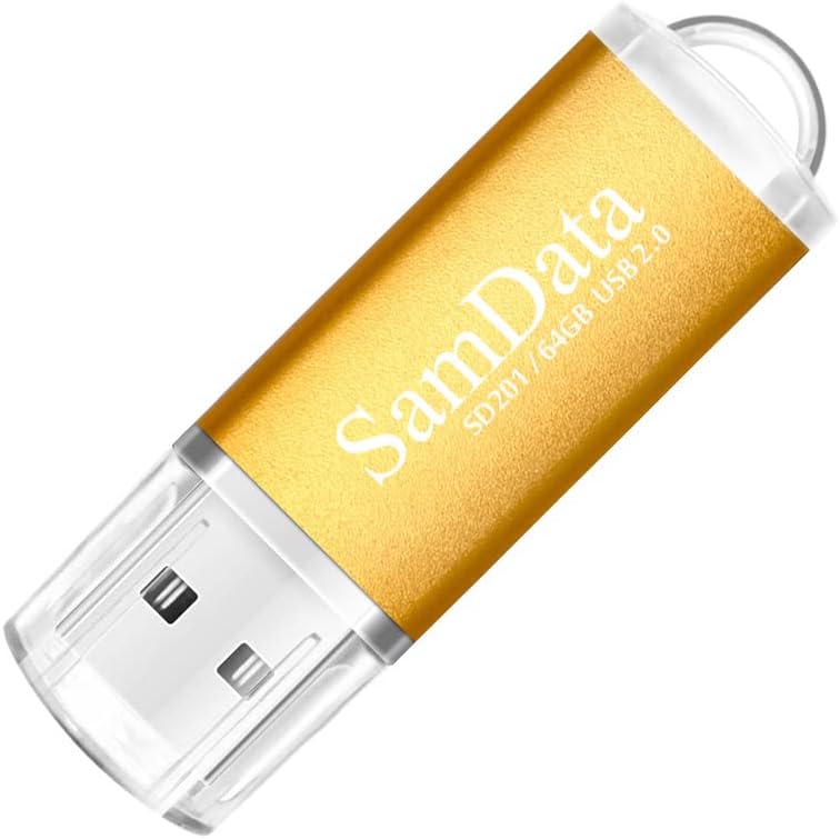 Paquete de 1 unidad flash USB de 64 GB USB 2.0 Memoria Stick Jump Drive Zip Drive, oro