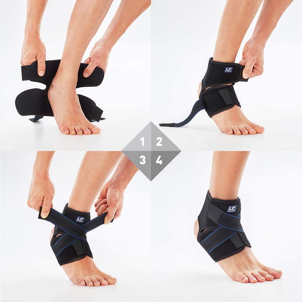 LP SUPPORT 757CA Extreme Tobillera – Soporte y compresión para tobillos débiles o lesionados – Cierre de velcro (negro, tamaño libre)