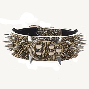 haoyueer Sharp – Collar de perro con tachuelas y tachuelas de 2 pulgadas de ancho, elegantes collares de cuero para perros medianos y grandes, haoyueer Sharp – Collar de perro con tachuelas y tachuelas de 2 pulgadas de ancho, elegantes collares de cuero para perros medianos y grandes,