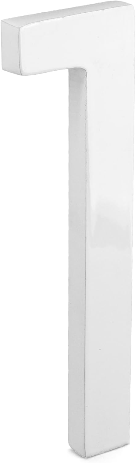 Montague Metal Products MHN-12-F-WE1-1 Números flotantes modernos de aluminio cepillado sólido, 12 pulgadas, con recubrimiento en polvo blanco