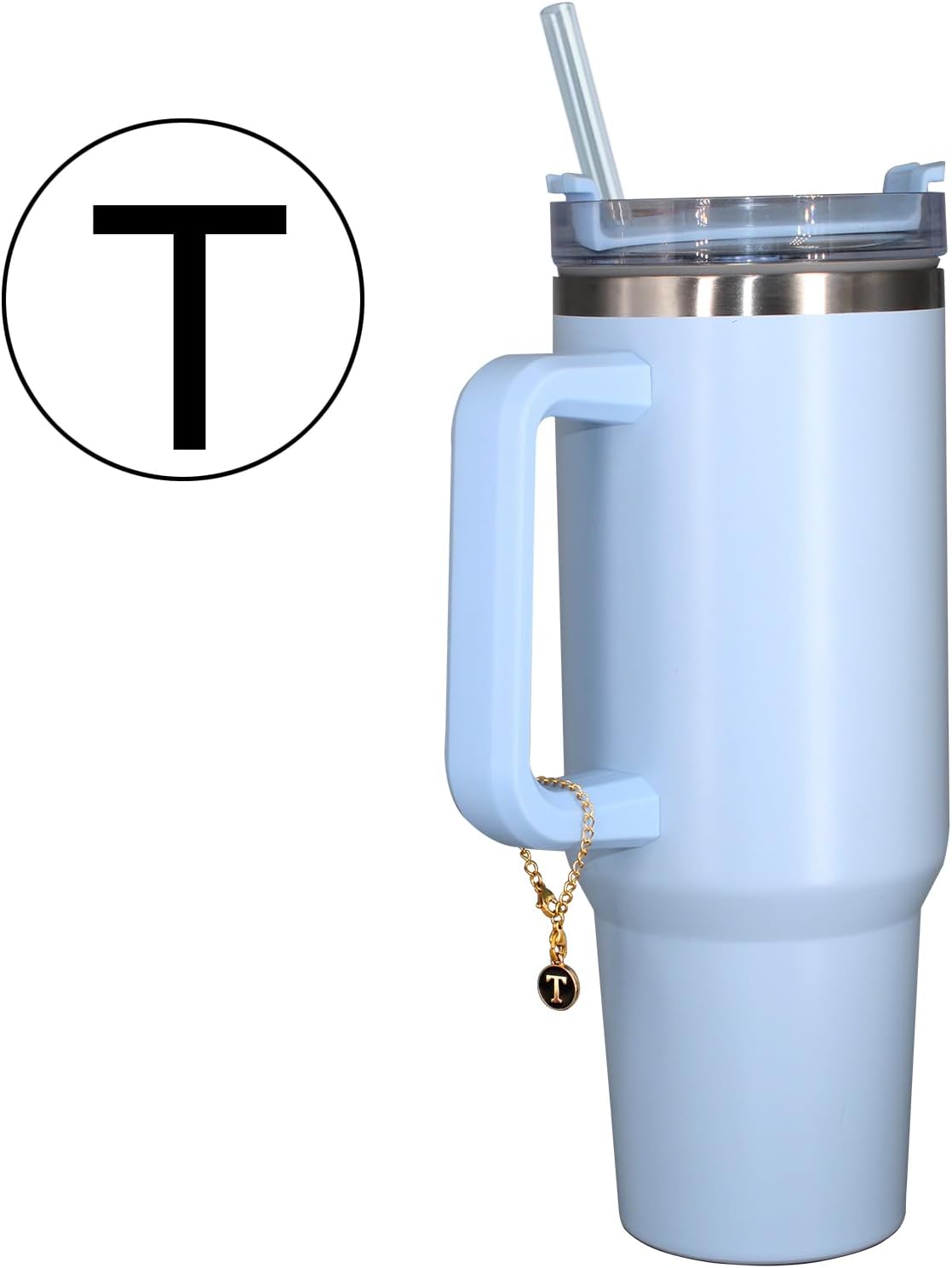 AnnabelZ Accesorios de letras para taza Stanley, 2 dijes de letras iniciales de identificación personalizados para vaso Stanley