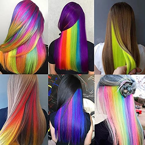 Extensiones de cabello lacio de 22 pulgadas, 12 piezas de extensiones de cabello sintético con clip para mujeres, niños y niñas, color rojo