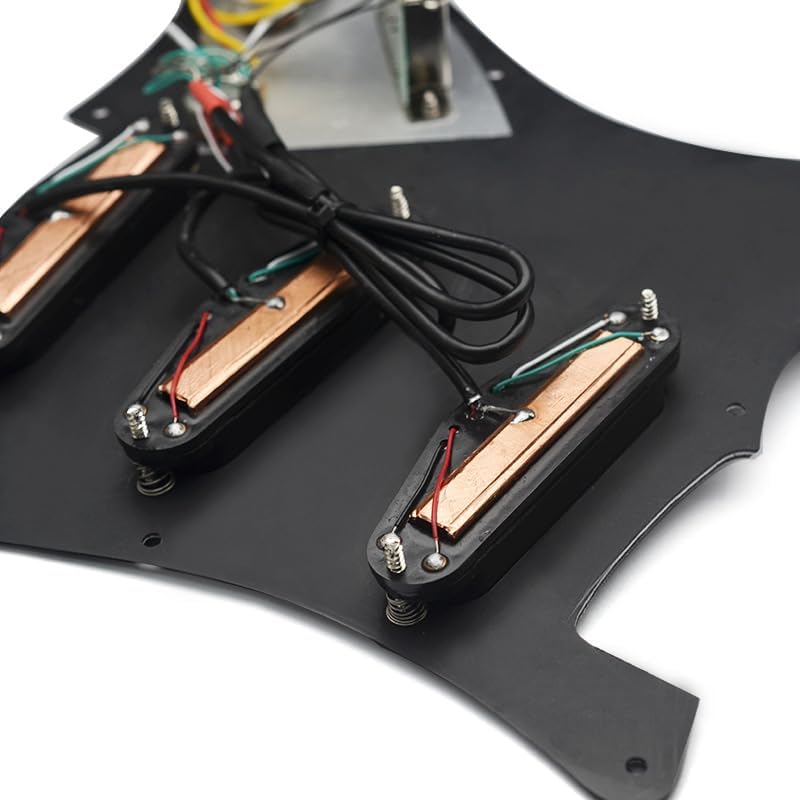 Golpeador SSS negro precableado con pastillas de doble riel caliente Set Fit Strat Style Guitars Wired Pick Guard Cargado Super High Output Hot Rail
