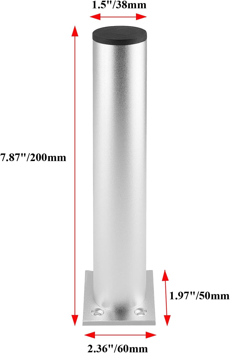 Juego de 4 patas para muebles de 7.87 pulgadas, patas ajustables de aleación de aluminio, pies de soporte de sofá redondos de metal, pies ajustables