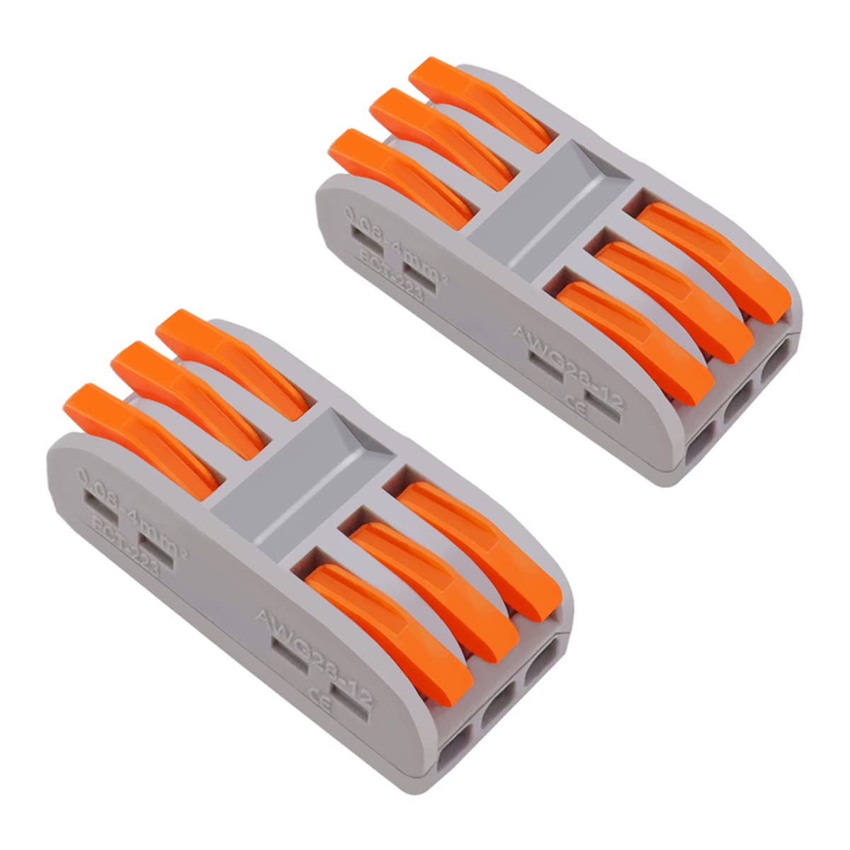 smseace 10 piezas de 3 puertos de palanca bidireccional conductor de alambre conectores compactos bloque de terminales rápido 28-12 AWG