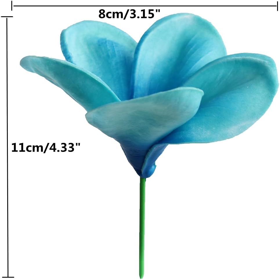 10 piezas de flores artificiales de tacto real, no de seda, con tallo para decoración de pasteles y ramos de boda (azul oscuro)