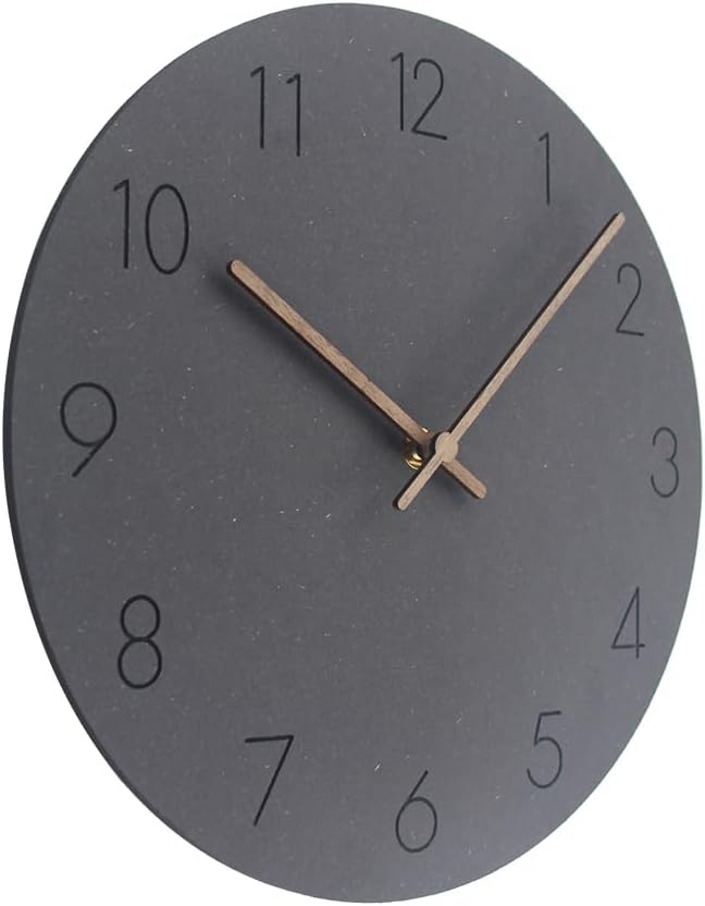 Reloj de pared  Reloj de pared silencioso sin tictac de 12 pulgadas, funciona con pilas, reloj decorativo de madera de estilo moderno y simple para